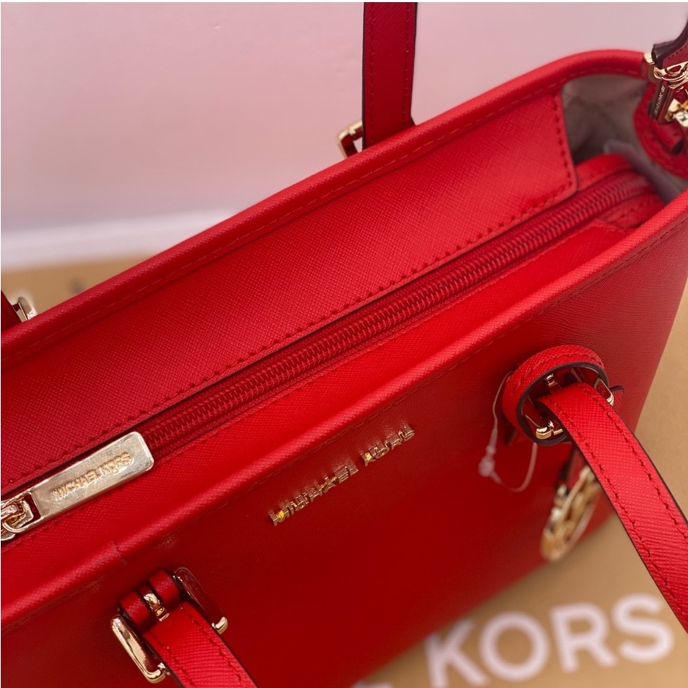 Michael Kors Jet Set Travel Extra-Small Saffiano Leather Top-Zip Tote Bag - Picture 10 of 11